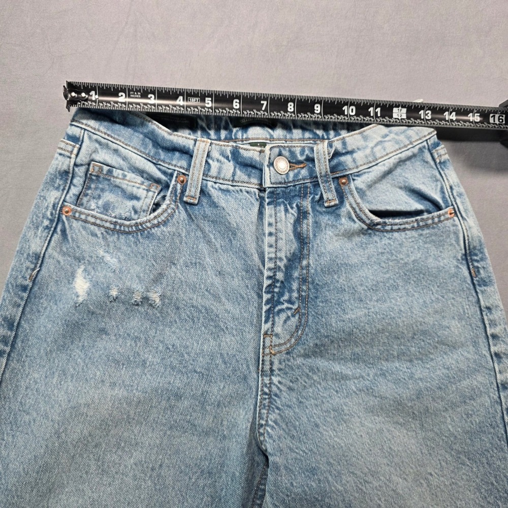 Wild Fable High Rise Tapered Distressed Jeans Light Wash Blue Womens Size 6 - Picture 3 of 11